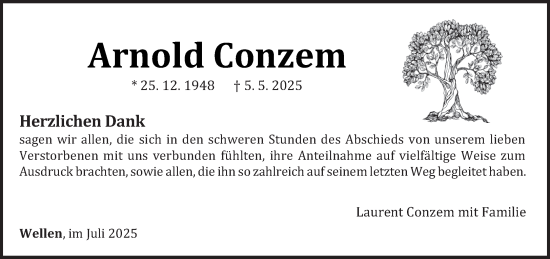 Traueranzeige von Arnold Conzem von trierischer_volksfreund