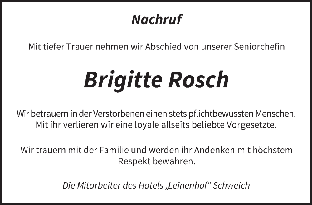  Traueranzeige für Brigitte Rosch vom 19.07.2025 aus trierischer_volksfreund