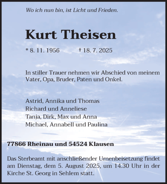 Traueranzeige von Kurt Theisen von trierischer_volksfreund