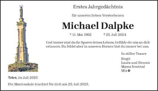 Traueranzeige von Michael Dalpke von trierischer_volksfreund