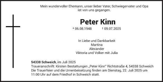 Traueranzeige von Peter Kinn von trierischer_volksfreund
