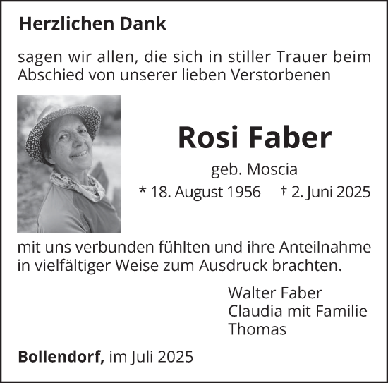 Traueranzeige von Rosi Faber von trierischer_volksfreund