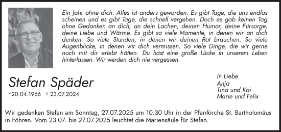 Traueranzeige von Stefan Späder von trierischer_volksfreund
