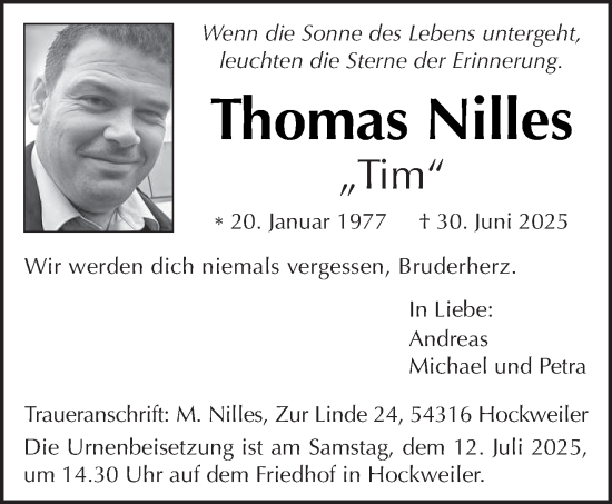 Traueranzeige von Thomas Nilles von trierischer_volksfreund