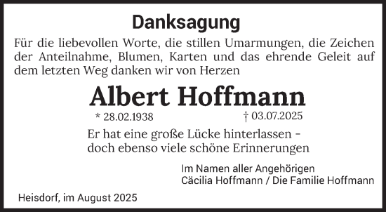 Traueranzeige von Albert Hoffmann von trierischer_volksfreund