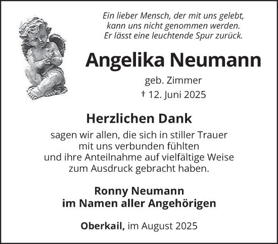 Traueranzeige von Angelika Neumann von trierischer_volksfreund