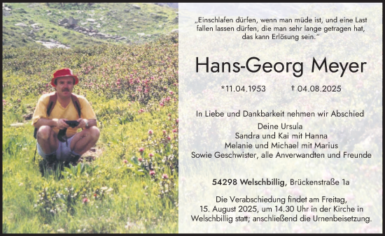 Traueranzeige von Hans-Georg Meyer von trierischer_volksfreund