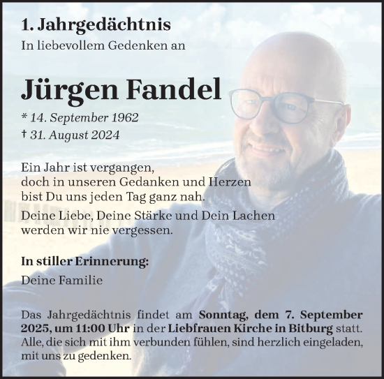 Traueranzeige von Jürgen Fandel von trierischer_volksfreund