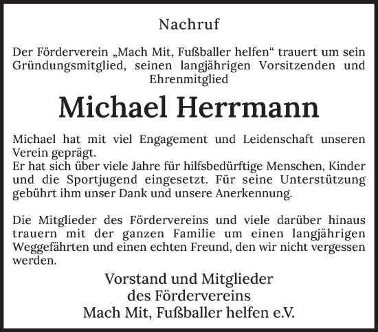 Traueranzeige von Michael Herrmann von trierischer_volksfreund