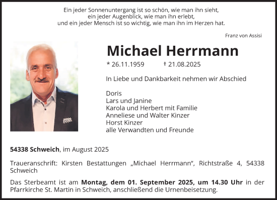 Traueranzeige von Michael Herrmann von trierischer_volksfreund