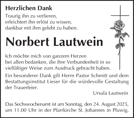 Traueranzeige von Norbert Lautwein von trierischer_volksfreund