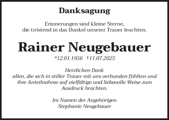 Traueranzeige von Rainer Neugebauer von trierischer_volksfreund