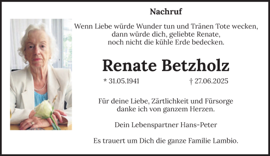 Traueranzeige von Renate Betzholz von trierischer_volksfreund