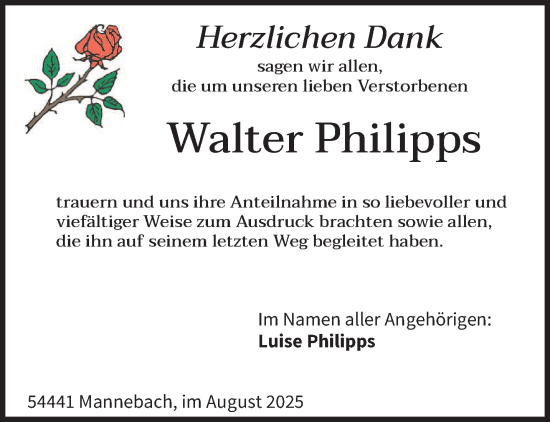 Traueranzeige von Walter Philipps von trierischer_volksfreund