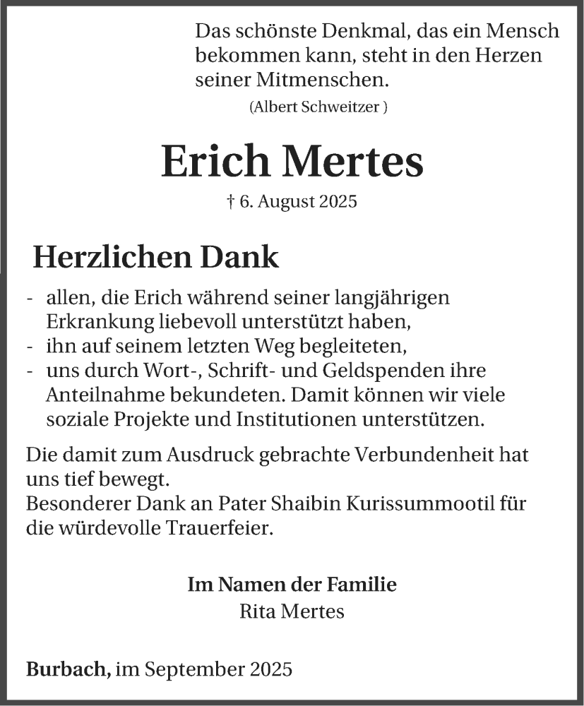  Traueranzeige für Erich Mertes vom 27.09.2025 aus trierischer_volksfreund