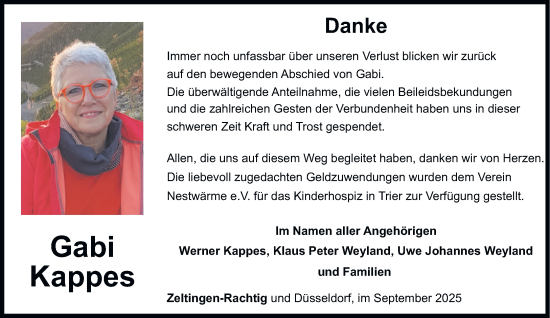 Traueranzeige von Gabi Kappes von trierischer_volksfreund