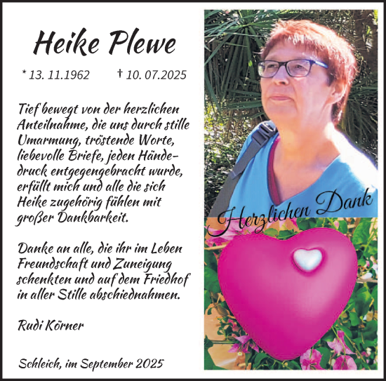 Traueranzeige von Heike Plewe von trierischer_volksfreund