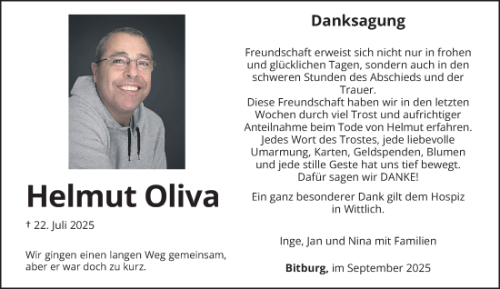 Traueranzeige von Helmut Oliva von trierischer_volksfreund