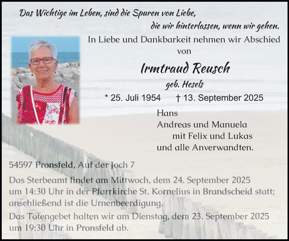  Traueranzeige für Irmtraud Reusch vom 17.09.2025 aus trierischer_volksfreund