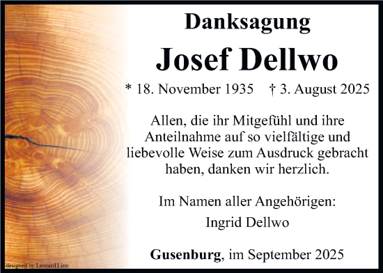 Traueranzeige von Josef Dellwo von trierischer_volksfreund
