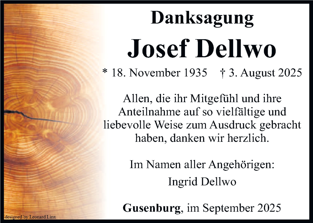 Traueranzeige für Josef Dellwo vom 06.09.2025 aus trierischer_volksfreund
