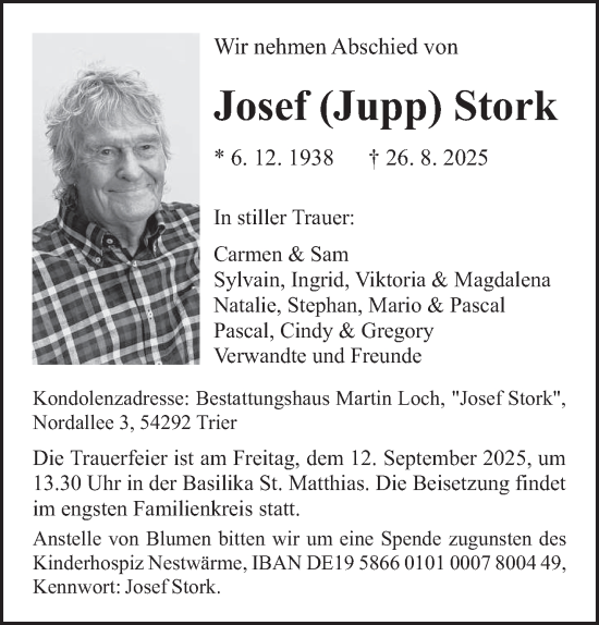 Traueranzeige von Josef Stork von trierischer_volksfreund