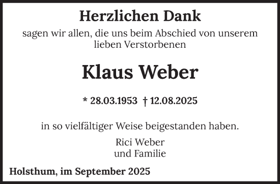 Traueranzeige von Klaus Weber von trierischer_volksfreund