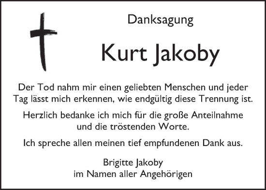 Traueranzeige von Kurt Jakoby von trierischer_volksfreund