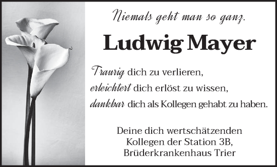 Traueranzeige von Ludwig und Bernadette Mayer von trierischer_volksfreund