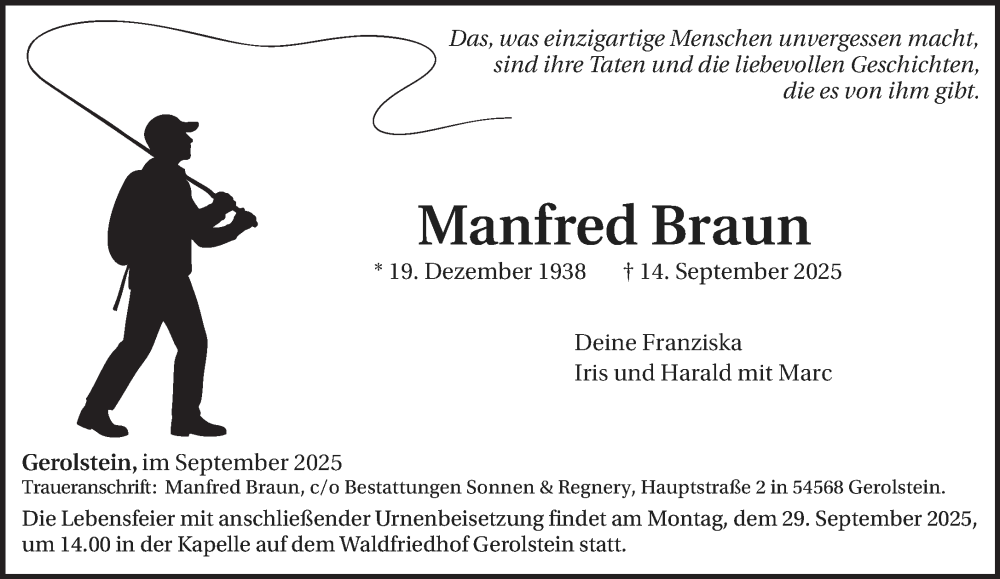  Traueranzeige für Manfred Braun vom 20.09.2025 aus trierischer_volksfreund