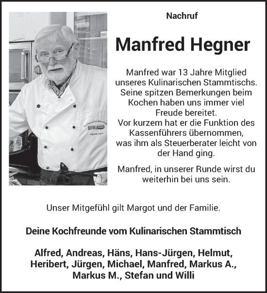Traueranzeige von Manfred Hegner von trierischer_volksfreund