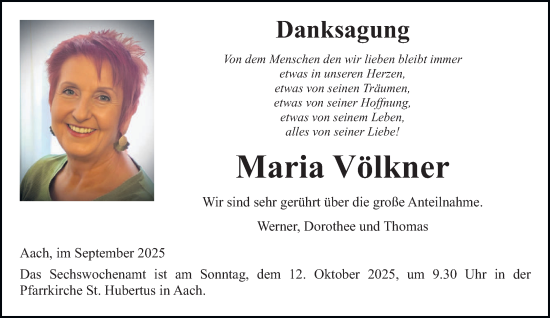Traueranzeige von Maria Völkner von trierischer_volksfreund