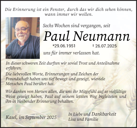 Traueranzeige von Paul Neumann von trierischer_volksfreund