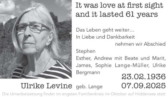 Traueranzeige von Ulrike Levine von trierischer_volksfreund
