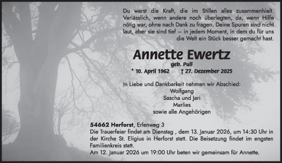 Traueranzeige von Annette Ewertz von trierischer_volksfreund