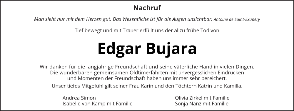  Traueranzeige für Edgar Bujara vom 17.01.2026 aus trierischer_volksfreund