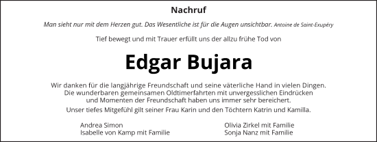 Traueranzeige von Edgar Bujara von trierischer_volksfreund