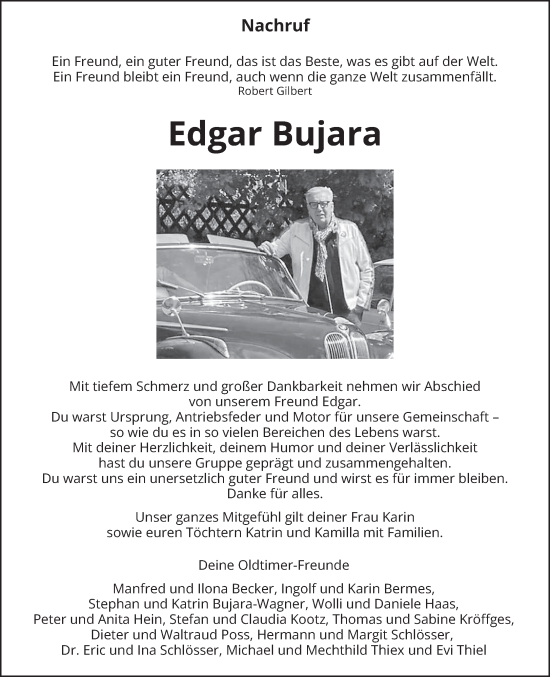 Traueranzeige von Edgar Bujara von trierischer_volksfreund