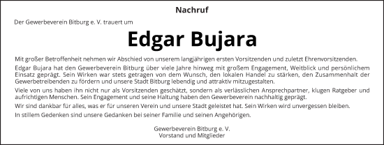 Traueranzeige von Edgar Bujara von trierischer_volksfreund