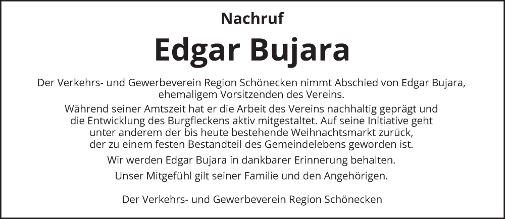  Traueranzeige für Edgar Bujara vom 17.01.2026 aus trierischer_volksfreund