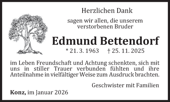 Traueranzeige von Edmund Bettendorf von trierischer_volksfreund