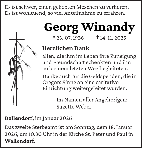 Traueranzeige von Georg Winandy von trierischer_volksfreund