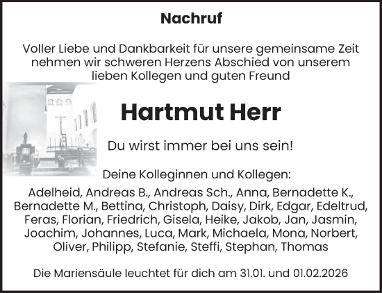 Traueranzeige von Hartmut Herr von trierischer_volksfreund