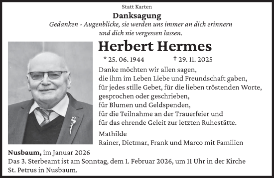 Traueranzeige von Herbert Hermes von trierischer_volksfreund