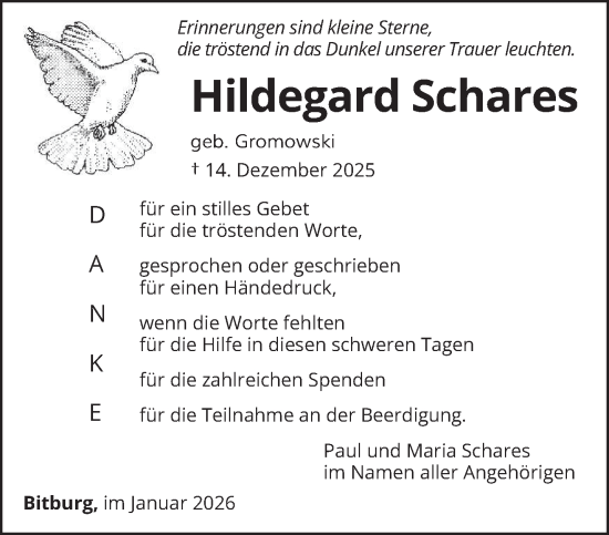 Traueranzeige von Hildegard Schares von trierischer_volksfreund