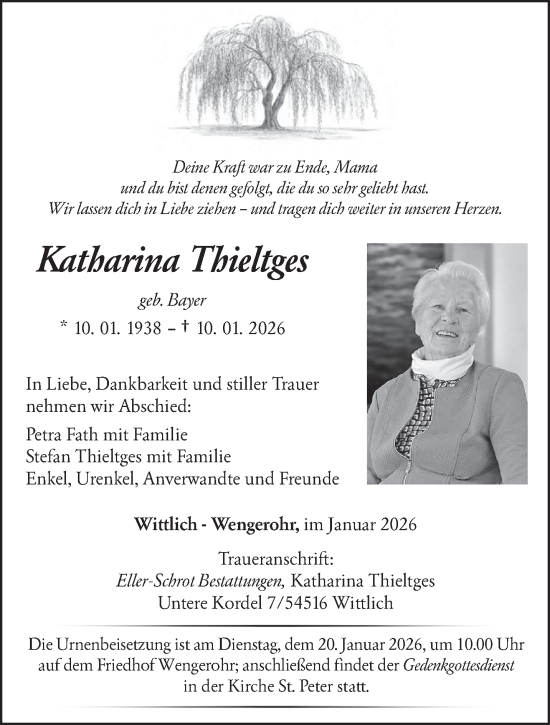 Traueranzeige von Katharina Thieltges von trierischer_volksfreund