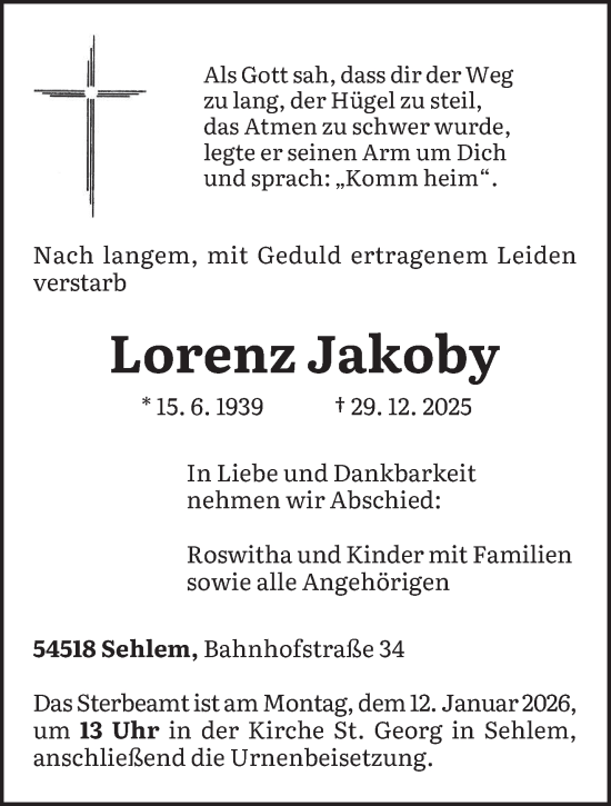 Traueranzeige von Lorenz Jakoby von trierischer_volksfreund