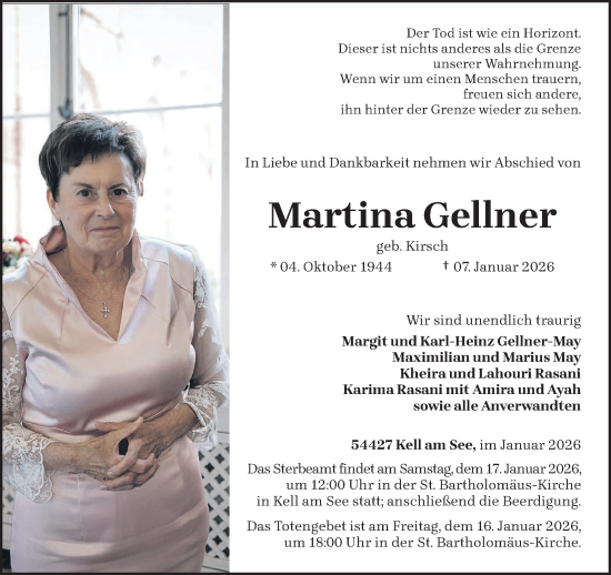 Traueranzeige von Martina Gellner von trierischer_volksfreund
