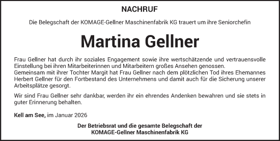 Traueranzeige von Martina Gellner von trierischer_volksfreund