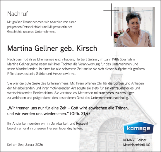 Traueranzeige von Martina Gellner von trierischer_volksfreund